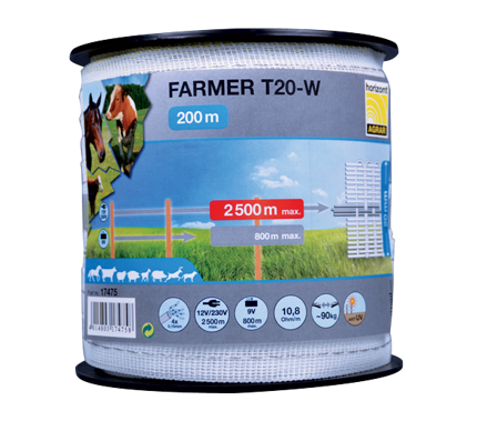 Taśma przewodząca FARMER T20-W 40mm / 200m, biała