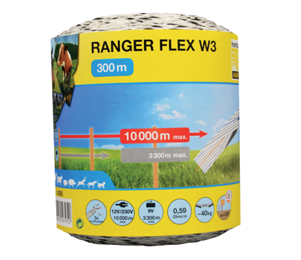 Lina do ogrodzeń elektrycznych RANGER FLEX W4, 4mm/ 200m