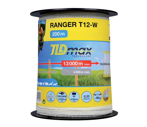 Taśma przewodząca RANGER 12mm / 200m, biało-żółta Taśma przewodząca RANGER 12mm / 200m, biało-żółta