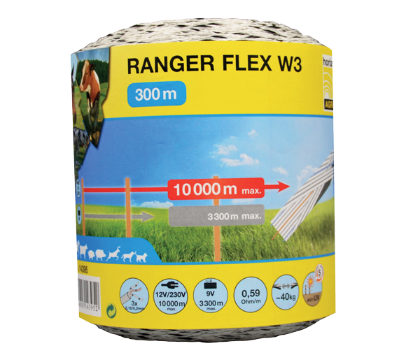 Lina do ogrodzeń elektrycznych RANGER FLEX W4, 4mm/ 200m Lina do ogrodzeń elektrycznych RANGER FLEX W4, 4mm/ 200m